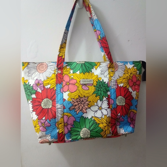 CHOCOLATE NEW YORK EUC FORAL TOTE BAG ZIPPER CLOSURE BEAUTIFUL COLORS VERY CLEAN - Picture 2 of 13